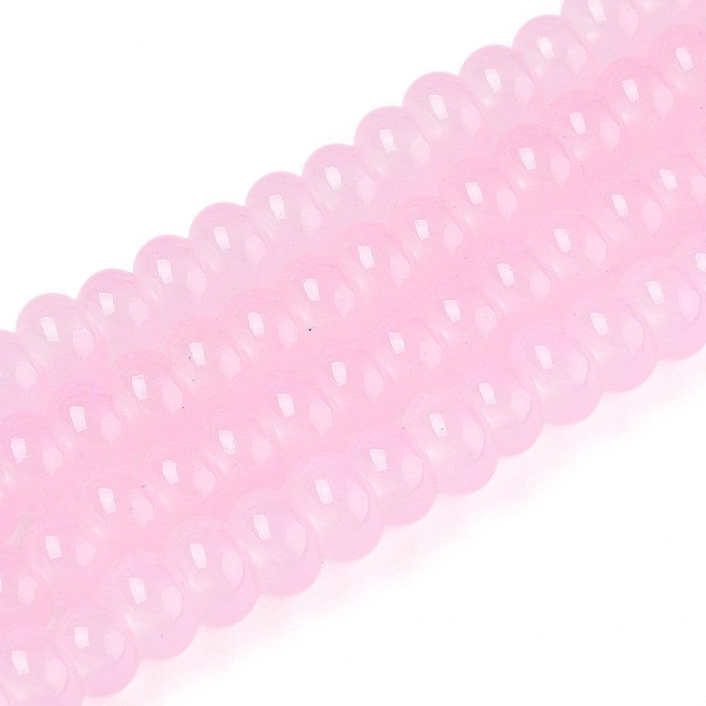 Glaskralen Imitatie Jade Rondel Parelroze 8x5mm - per 25 stuks-Kralen-Kraaltjes van Renate
