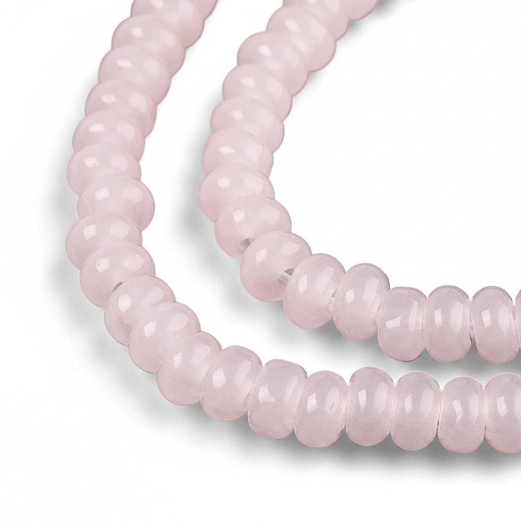 Glaskralen Imitatie Jade Rondel Roze 4mm - ±74 stuks-Kralen-Kraaltjes van Renate
