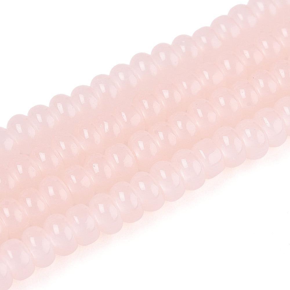 Glaskralen Imitatie Jade Rondel Roze 4mm - ±74 stuks-Kralen-Kraaltjes van Renate
