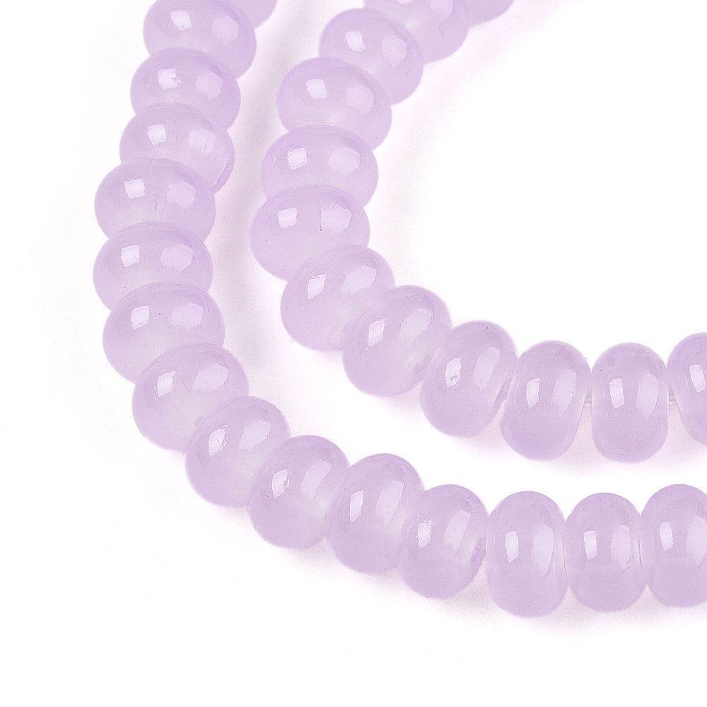 Glaskralen Imitatie Jade Rondel Transparant Plum 8mm - per 15 stuks-Kralen-Kraaltjes van Renate