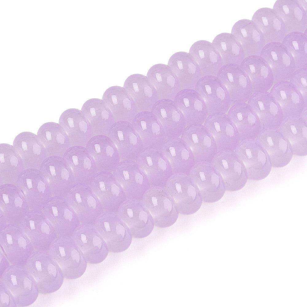 Glaskralen Imitatie Jade Rondel Transparant Plum 8mm - per 15 stuks-Kralen-Kraaltjes van Renate