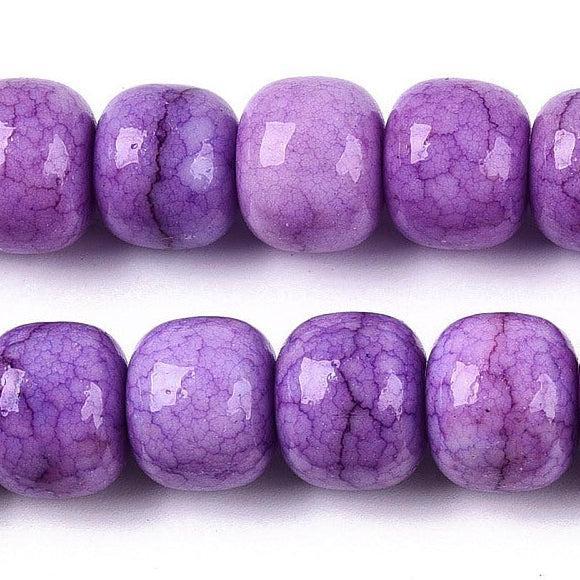Glaskralen Imitatie Jade Ton Donker Orchidee 10x8.5mm - per 8 stuks-Kralen-Kraaltjes van Renate