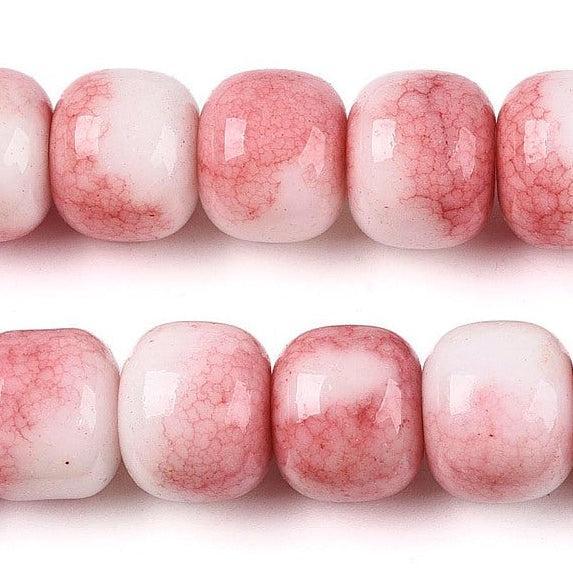Glaskralen Imitatie Jade Ton Licht Koraal 10x8.5mm - per 8 stuks-Kralen-Kraaltjes van Renate