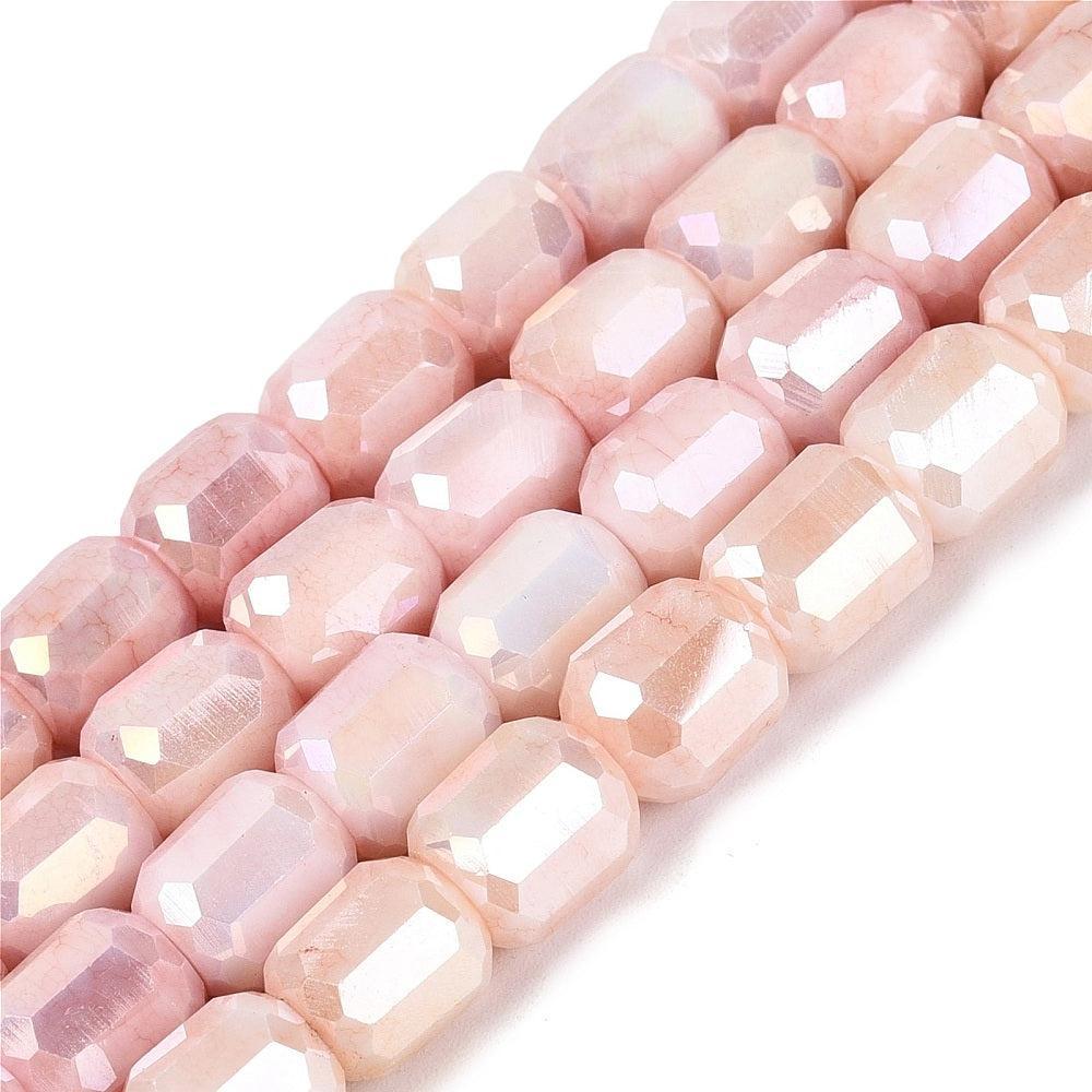 Glaskralen Kolom Facet Edelsteenlook Peachpuff 9mm - per stuk