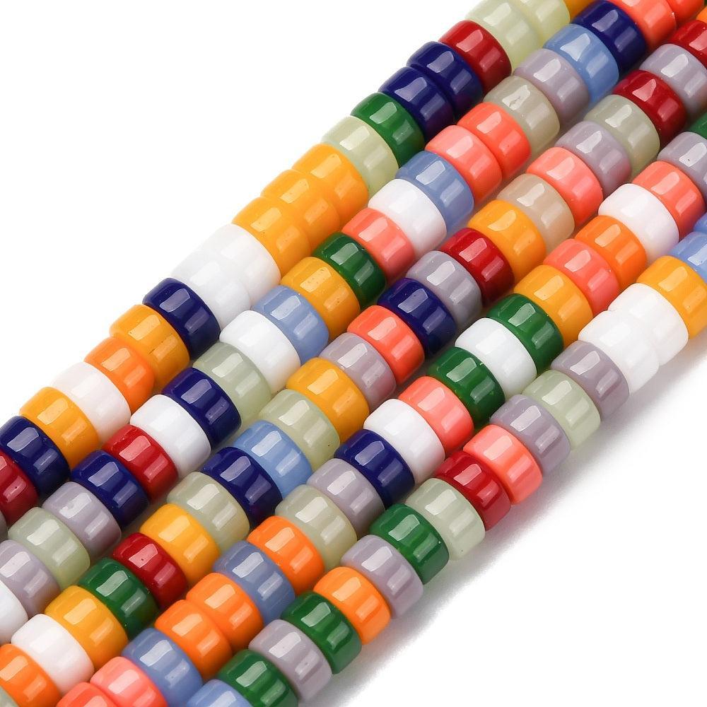 Glaskralen Plat Rond Multicolor 6x4mm - 6 stuks-Kralen-Kraaltjes van Renate