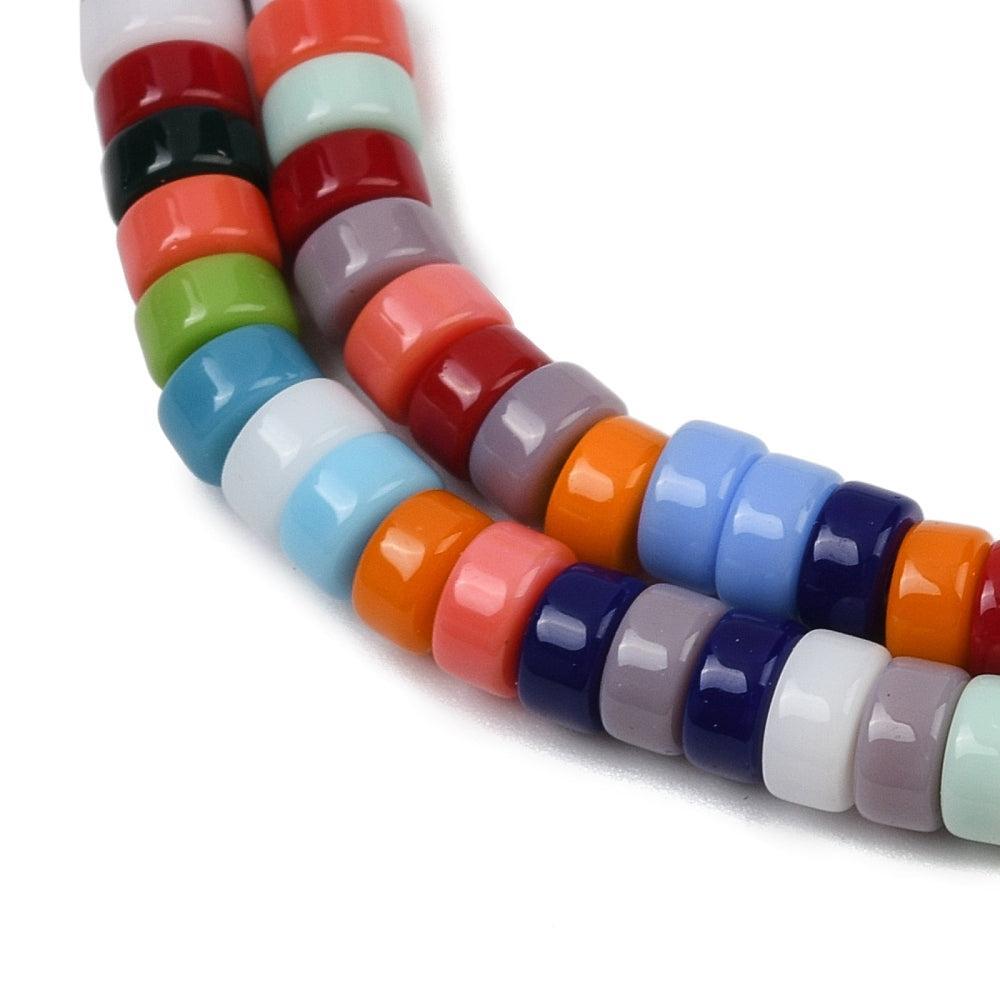 Glaskralen Plat Rond Multicolor 6x4mm - 6 stuks-Kralen-Kraaltjes van Renate