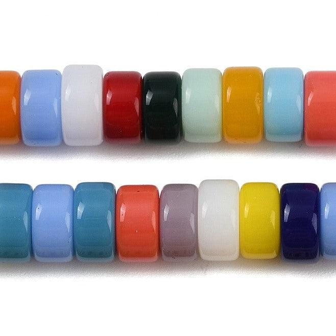 Glaskralen Plat Rond Multicolor 6x4mm - 6 stuks-Kralen-Kraaltjes van Renate