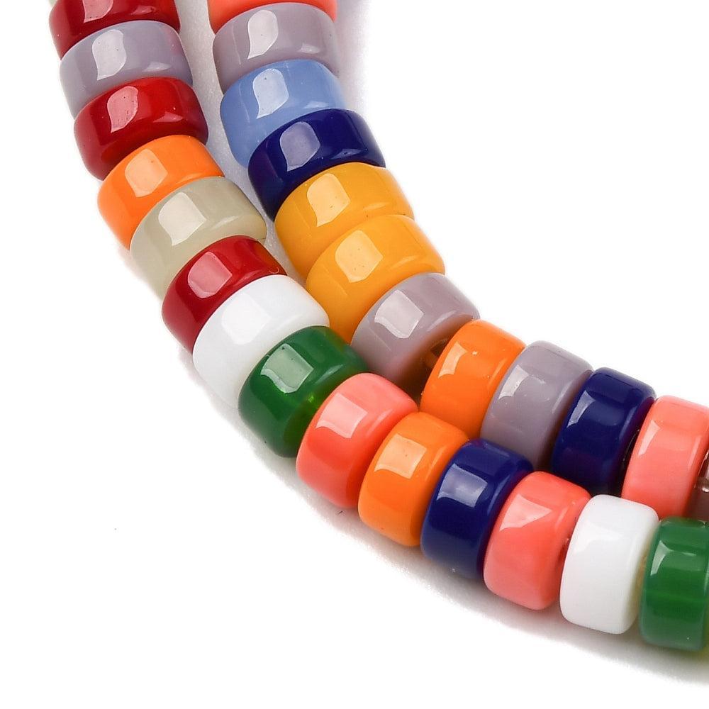 Glaskralen Plat Rond Multicolor 6x4mm - 6 stuks-Kralen-Kraaltjes van Renate