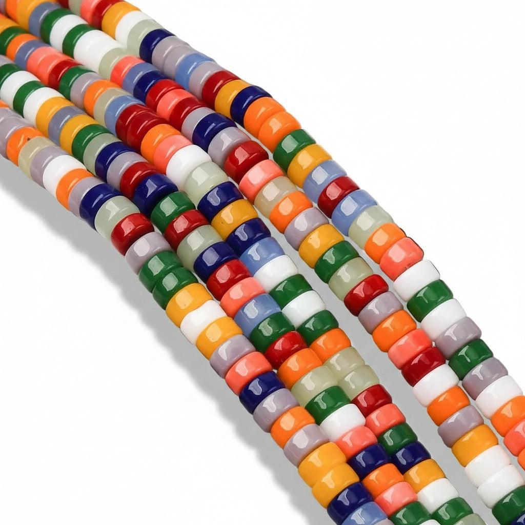 Glaskralen Plat Rond Multicolor 6x4mm - 6 stuks-Kralen-Kraaltjes van Renate