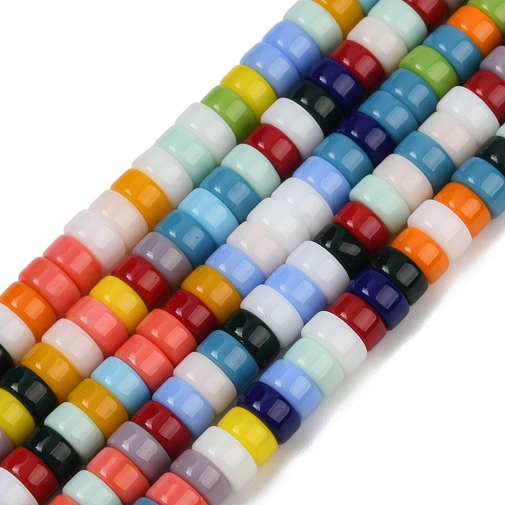 Glaskralen Plat Rond Multicolor 6x4mm - 6 stuks-Kralen-Kraaltjes van Renate