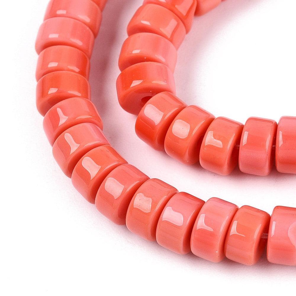 Glaskralen Opaque Plat Rond Zalm 6mm - ±57 stuks-Kralen-Kraaltjes van Renate