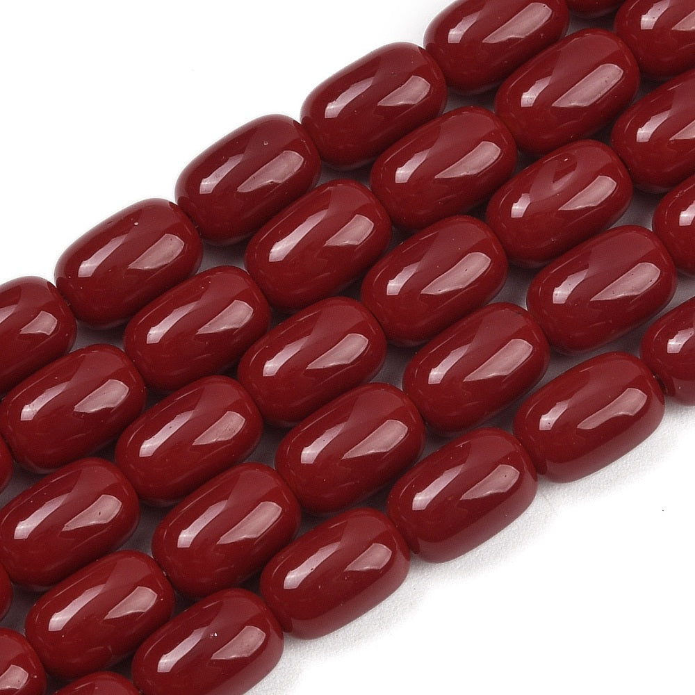 Glaskralen Ovaal Donkerrood 9mm - per 15 stuks-Kralen-Kraaltjes van Renate