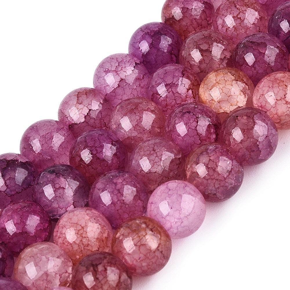 Glaskralen Rond Crackle Licht Lila Paars 8mm - per 25 stuks kopie-Kralen-Kraaltjes van Renate