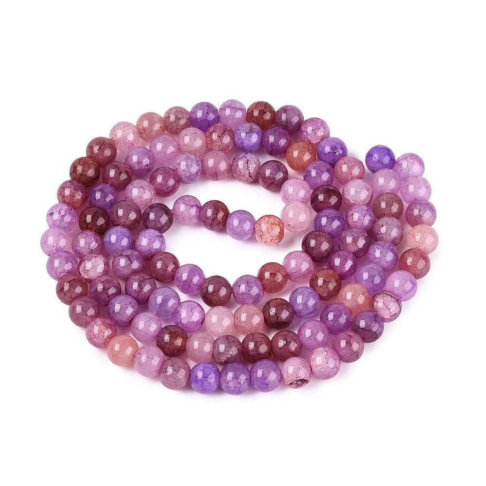 Glaskralen Rond Crackle Lila / Violet Paars 8mm - per 25 stuks kopie-Kralen-Kraaltjes van Renate