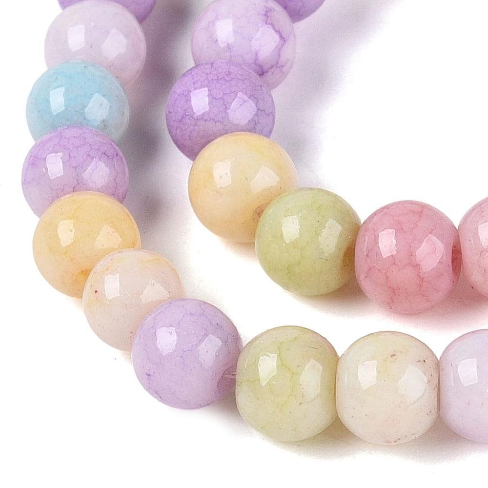 Glaskralen Rond Crackle Multicolor 6mm - ±70 stuks-Kralen-Kraaltjes van Renate