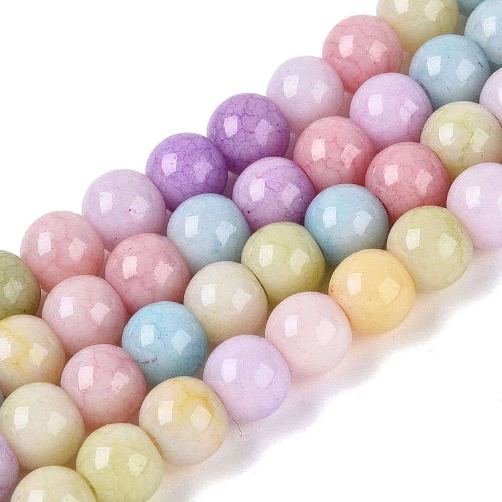 Glaskralen Rond Crackle Multicolor 6mm - ±70 stuks-Kralen-Kraaltjes van Renate