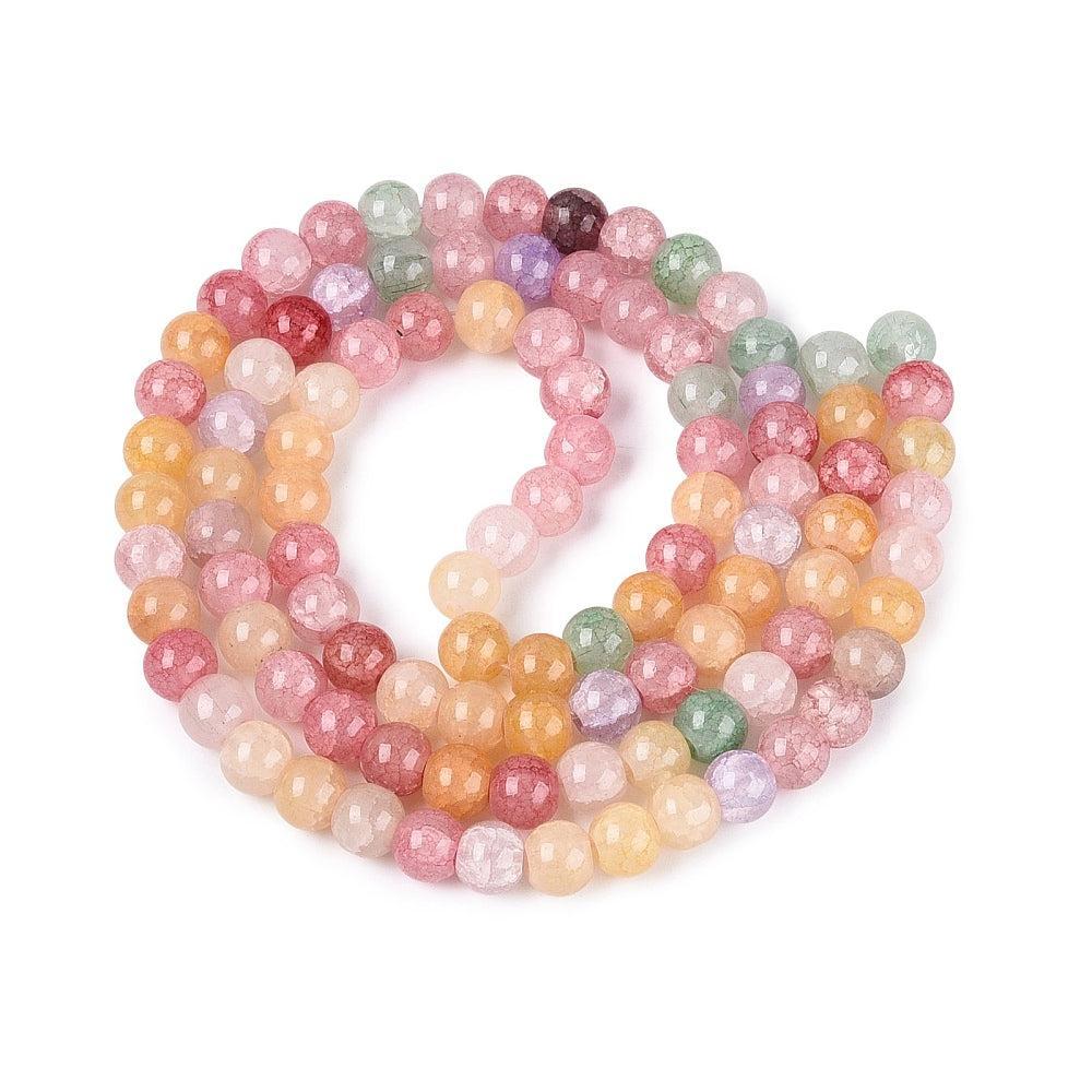 Glaskralen Rond Crackle Multicolor 8mm - per 25 stuks kopie-Kralen-Kraaltjes van Renate