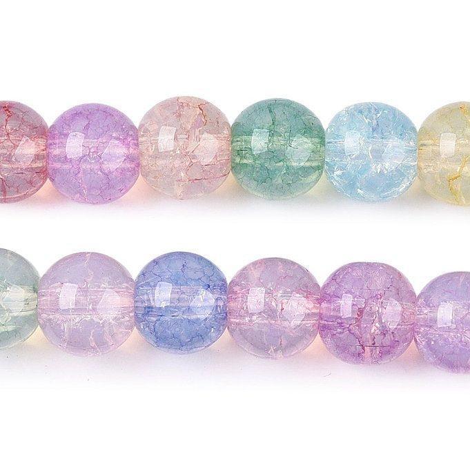 Glaskralen Rond Crackle Multicolor 8mm - per 25 stuks kopie-Kralen-Kraaltjes van Renate