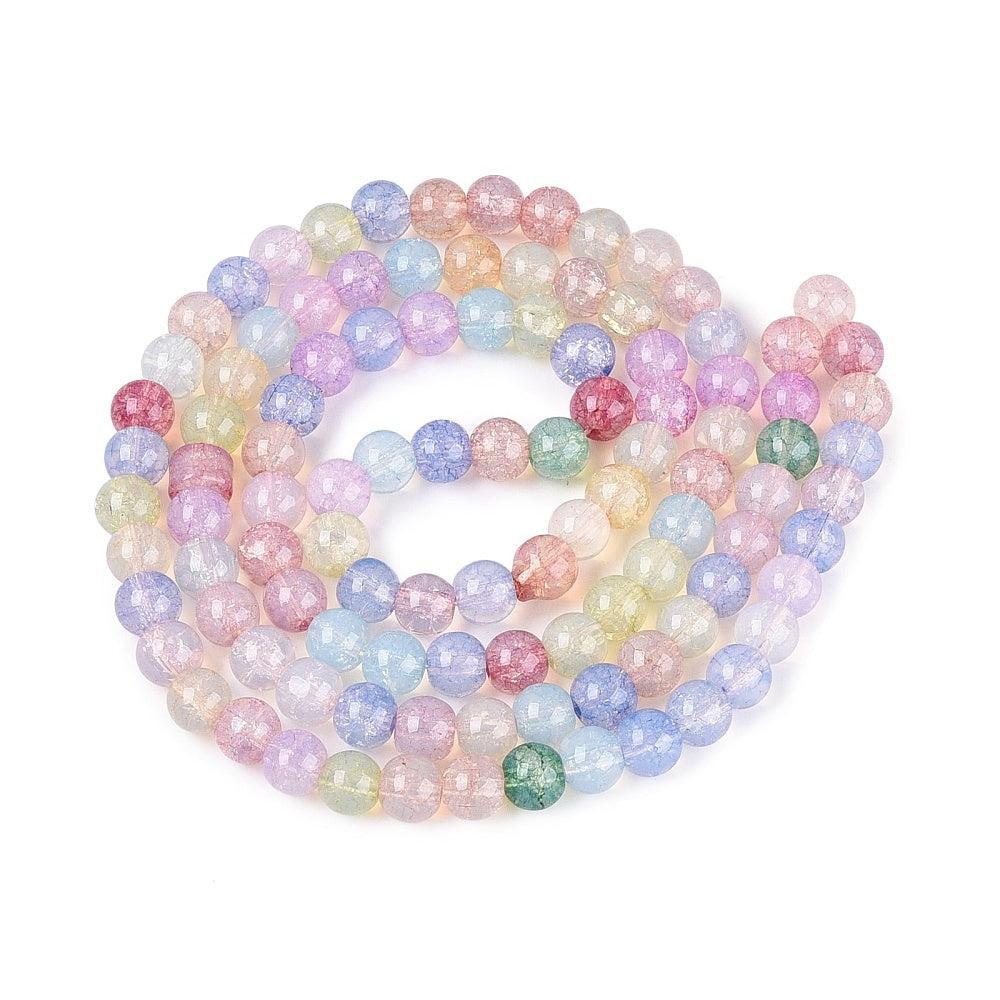 Glaskralen Rond Crackle Multicolor 8mm - per 25 stuks kopie-Kralen-Kraaltjes van Renate