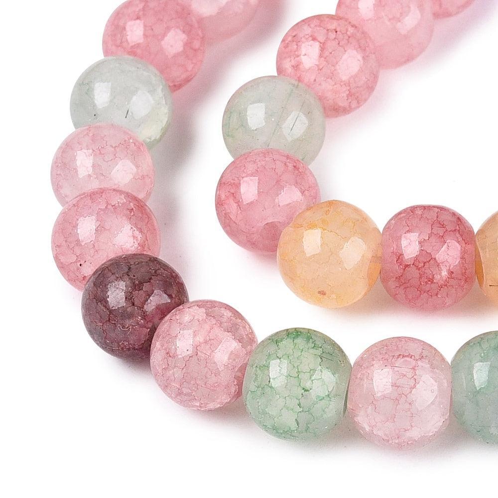 Glaskralen Rond Crackle Multicolor 8mm - per 25 stuks kopie-Kralen-Kraaltjes van Renate
