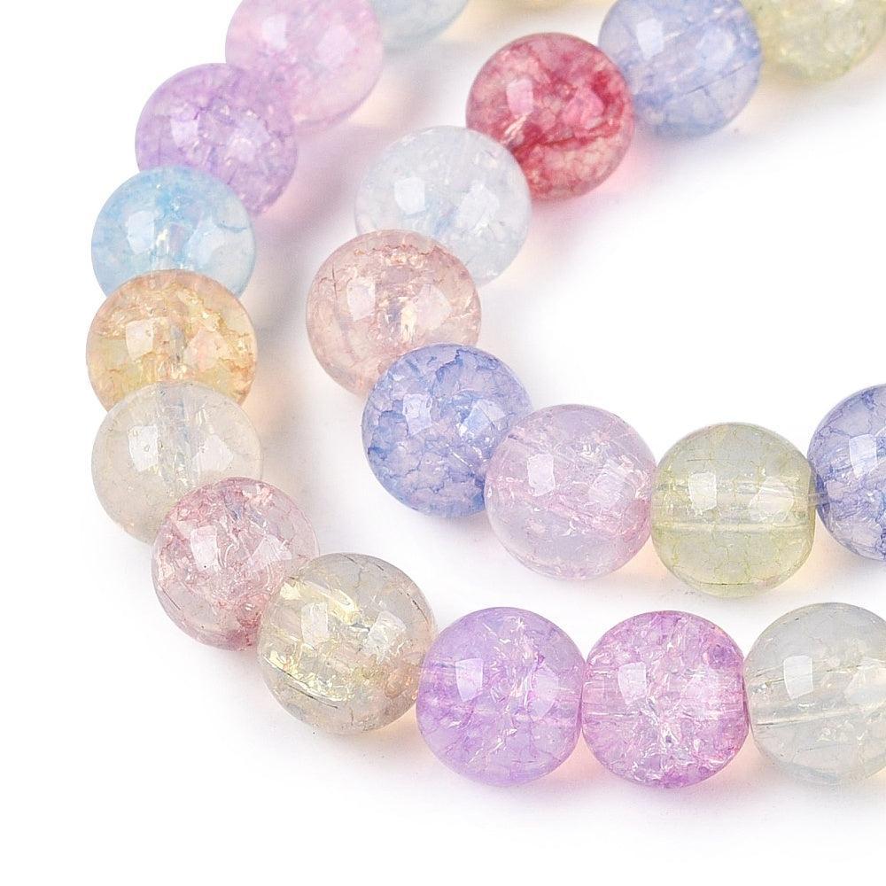 Glaskralen Rond Crackle Multicolor 8mm - per 25 stuks kopie-Kralen-Kraaltjes van Renate