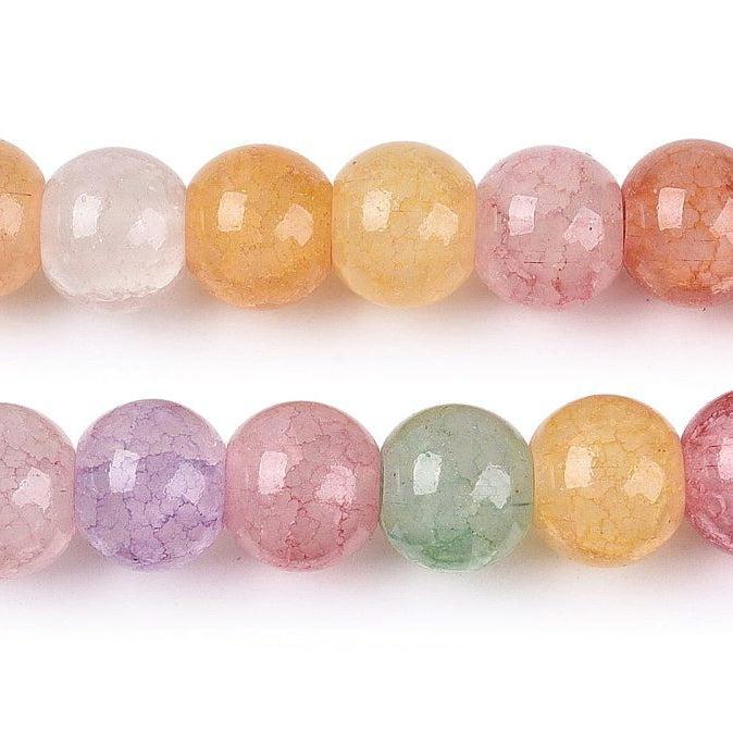 Glaskralen Rond Crackle Multicolor 8mm - per 25 stuks kopie-Kralen-Kraaltjes van Renate