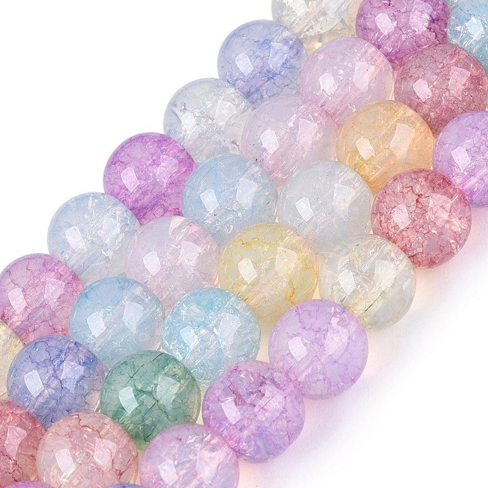 Glaskralen Rond Crackle Multicolor 8mm - per 25 stuks kopie-Kralen-Kraaltjes van Renate