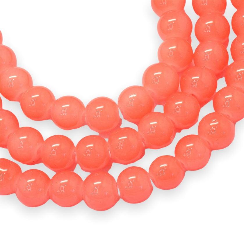 Glaskralen Shine zalm 6mm ±140 stuks-Kralen-Kraaltjes van Renate