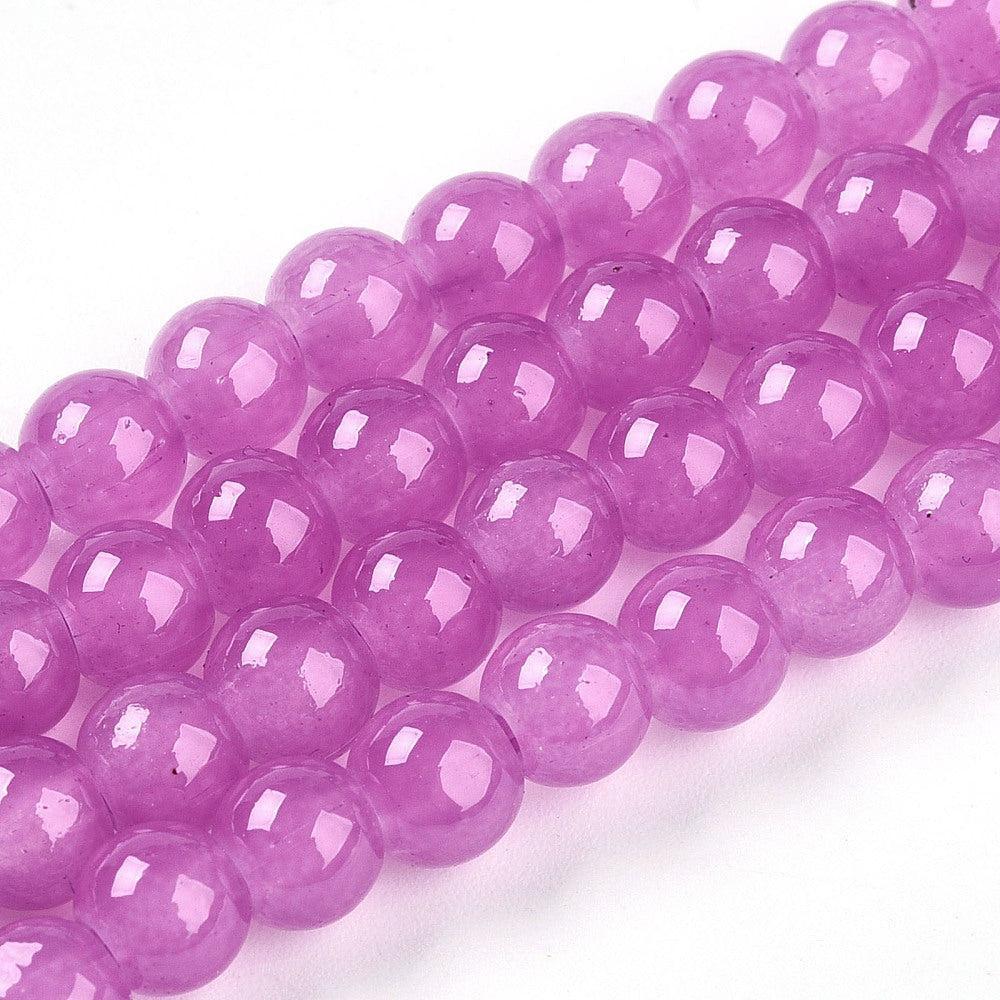 Glaskralen Rond Imitatie Jade Orchidee Paars 6mm - ±65 stuks-Kralen-Kraaltjes van Renate