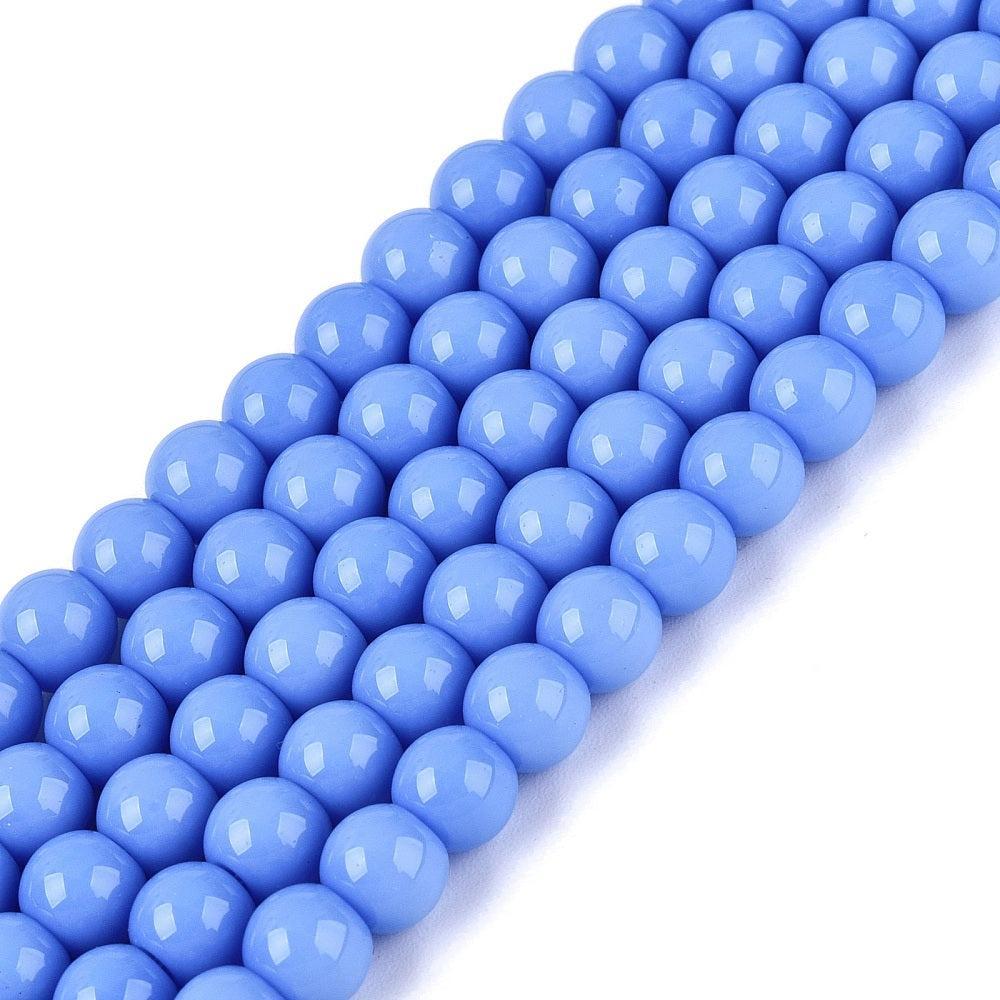 Glaskralen Rond Korenbloem Blauw 6.2mm - ± 34 stuks-Kralen-Kraaltjes van Renate