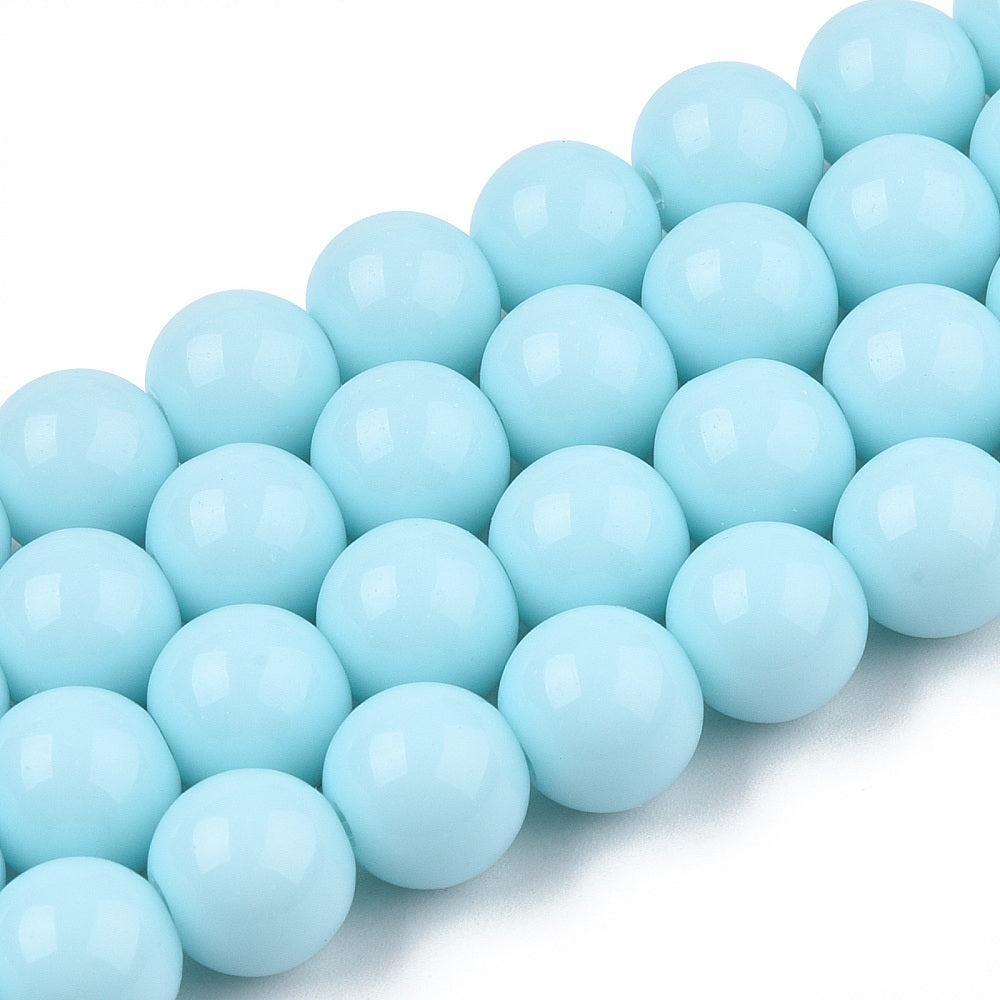 Glaskralen Rond Lichtblauw 6.2mm - ± 34 stuks-Kralen-Kraaltjes van Renate