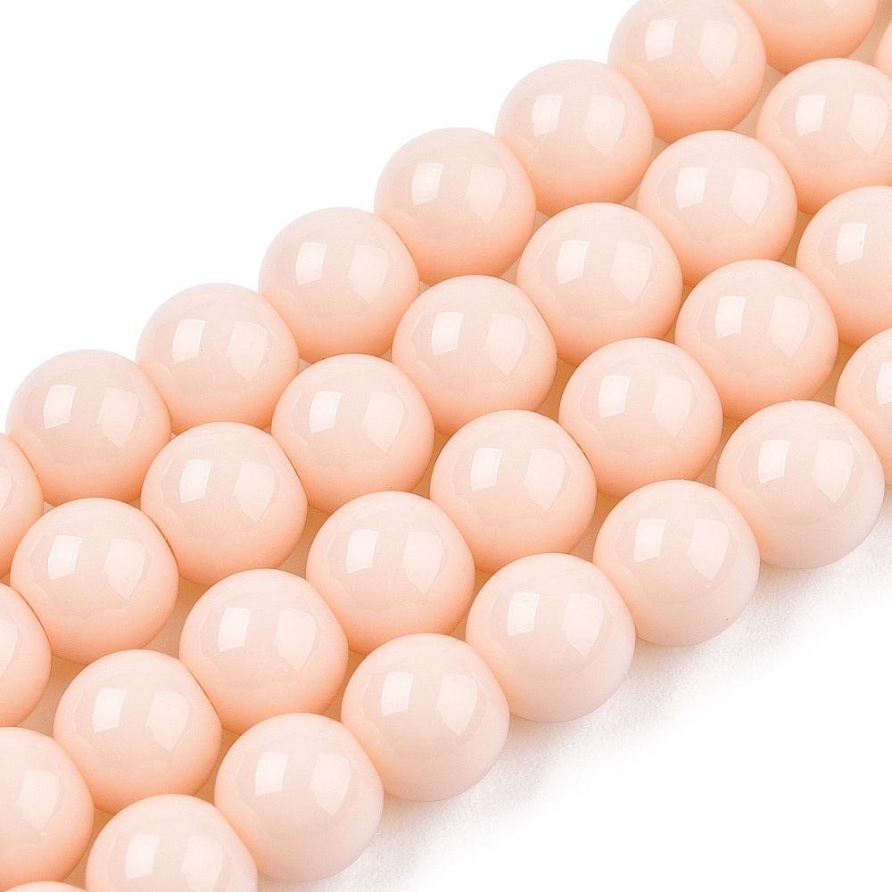Glaskralen Rond Perzik 6.2mm - ± 34 stuks-Kralen-Kraaltjes van Renate
