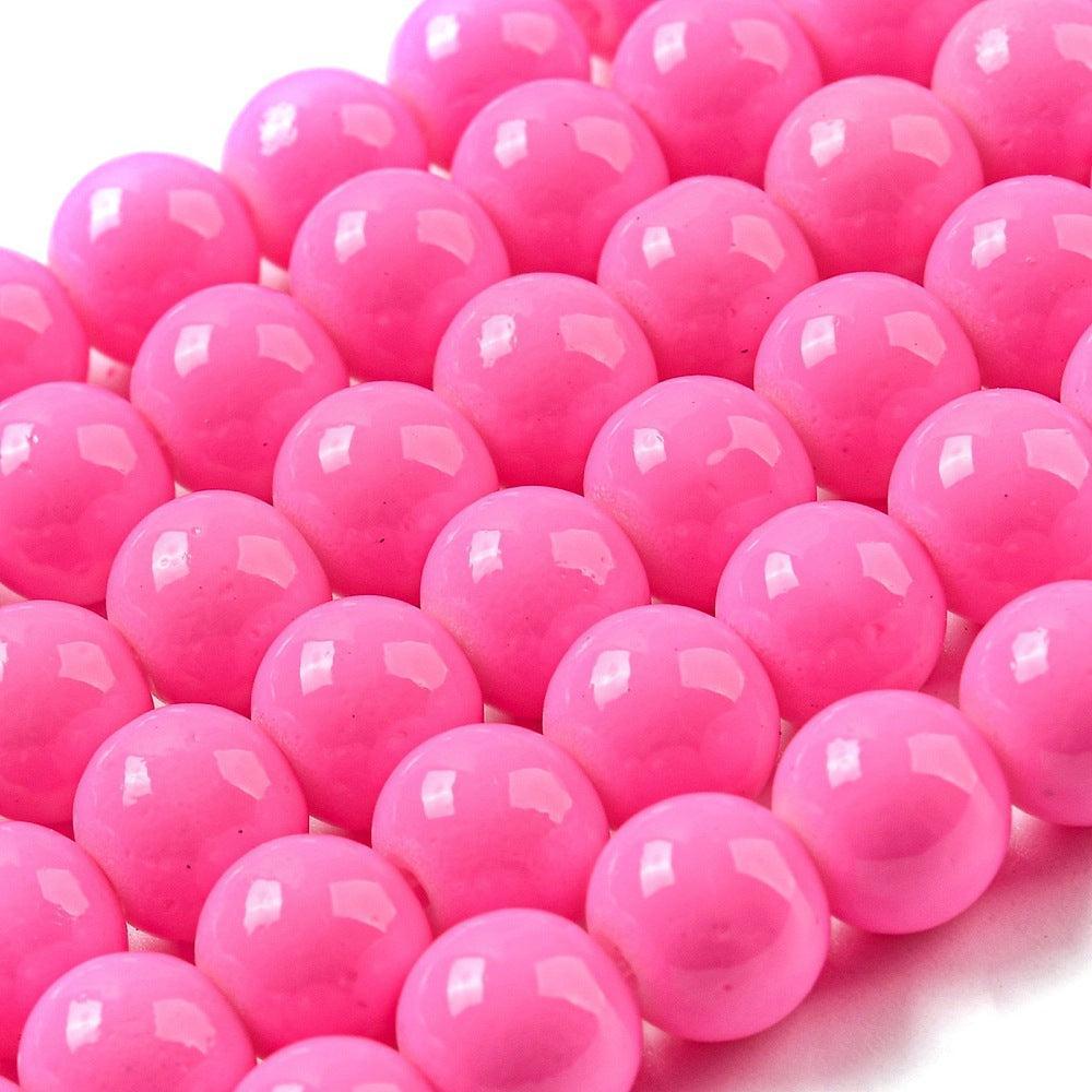 Glaskralen Rond Roze 8mm - ± 50 stuks-Kralen-Kraaltjes van Renate