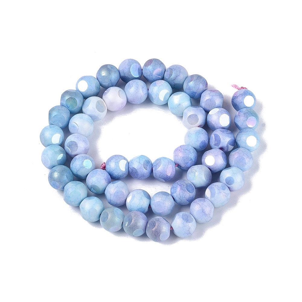 Glaskralen Rond facet AB Cornflower Blue Ombre 8mm - 15 stuks kopie-Kralen-Kraaltjes van Renate