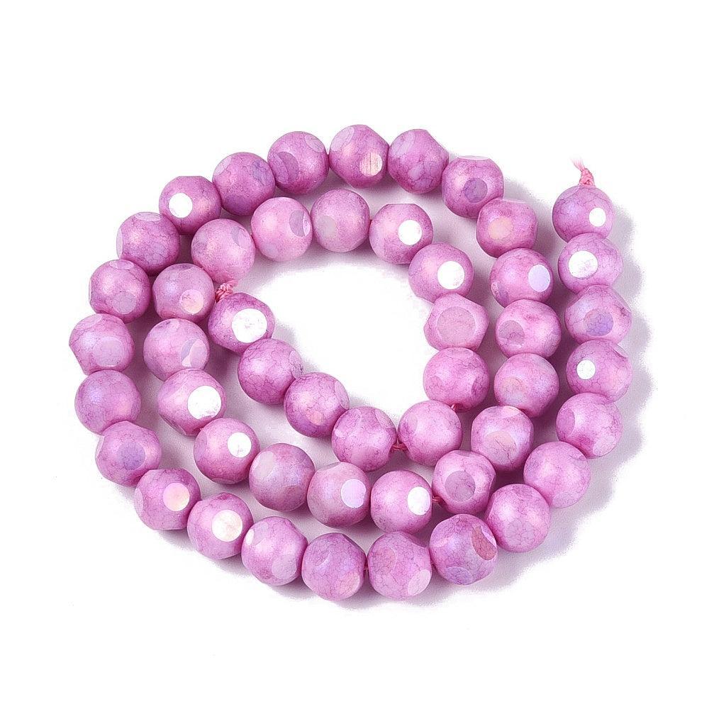 Glaskralen Rond facet AB Violet Ombre 8mm - 15 stuks kopie-Kralen-Kraaltjes van Renate