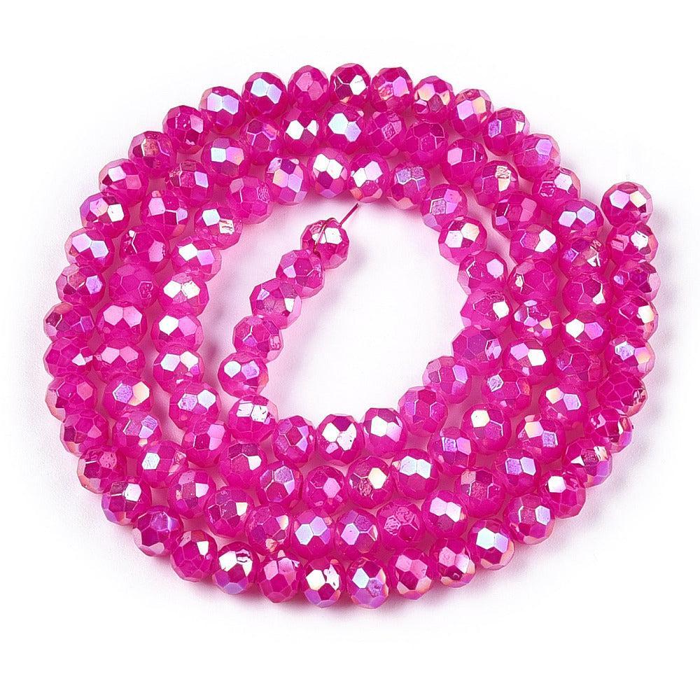 Glaskralen Rondel AB Fuchsia 4x3.5mm - ± 54 stuks-Kralen-Kraaltjes van Renate
