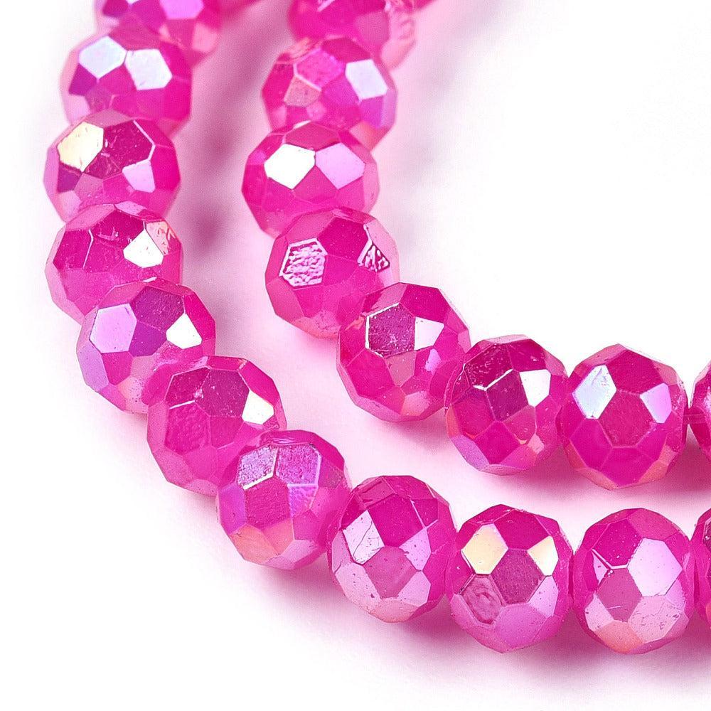 Glaskralen Rondel AB Fuchsia 4x3.5mm - ± 54 stuks-Kralen-Kraaltjes van Renate