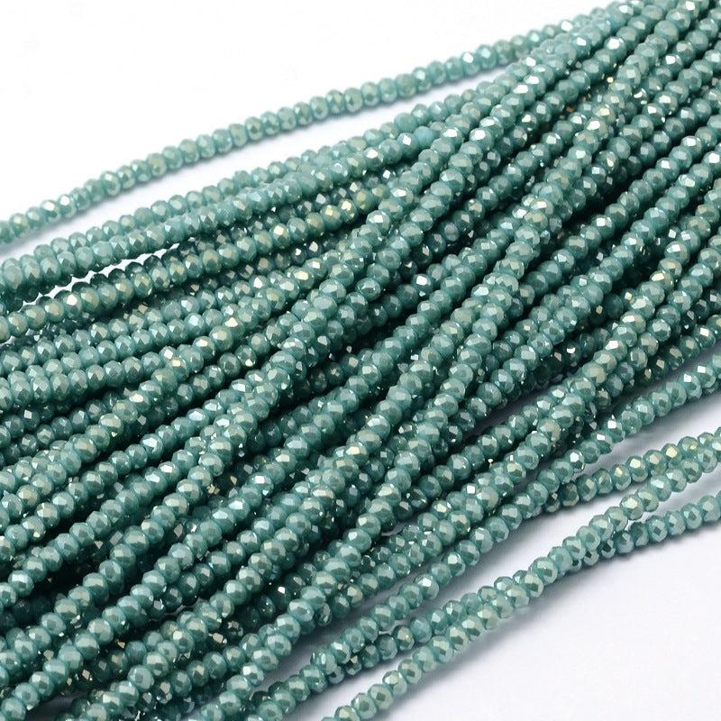 Glaskralen Rondel Aquamarijn 3x2mm - per streng (± 140 stuks)-Kralen-Kraaltjes van Renate