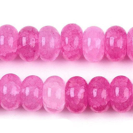 Glaskralen Rondel Edelsteen Look Hot Pink 8x5mm - per 15 stuks-Kralen-Kraaltjes van Renate