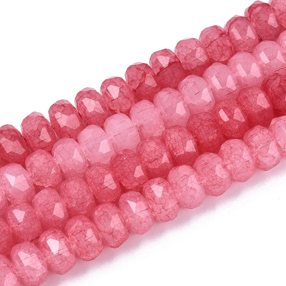 Glaskralen Rondel Edelsteen Look Lichtkoraal 8x5.5mm - ±25 stuks-Kralen-Kraaltjes van Renate