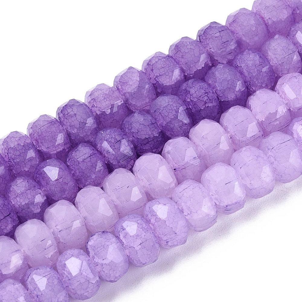 Glaskralen Rondel Edelsteen Look Orchid 8x5.5mm - ±25 stuks-Kralen-Kraaltjes van Renate
