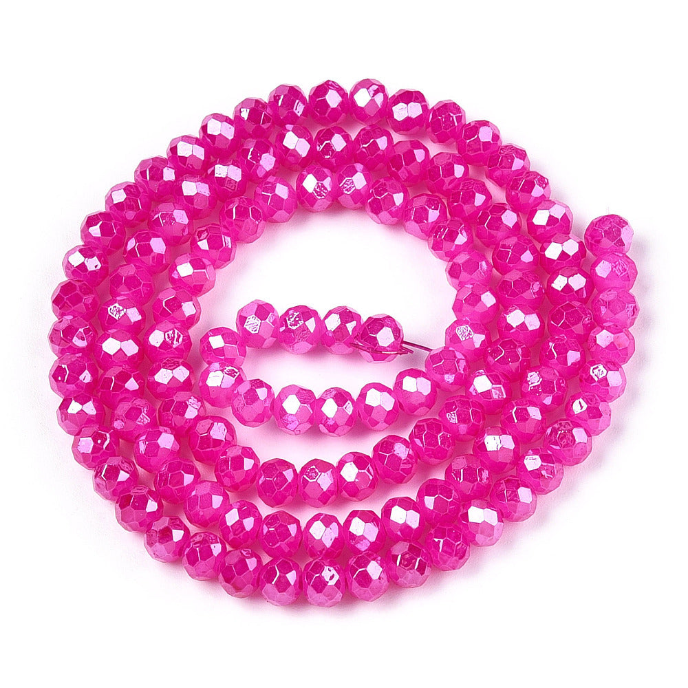 Glaskralen Rondel Fuchsia 4x3.5mm - ± 54 stuks-Kralen-Kraaltjes van Renate