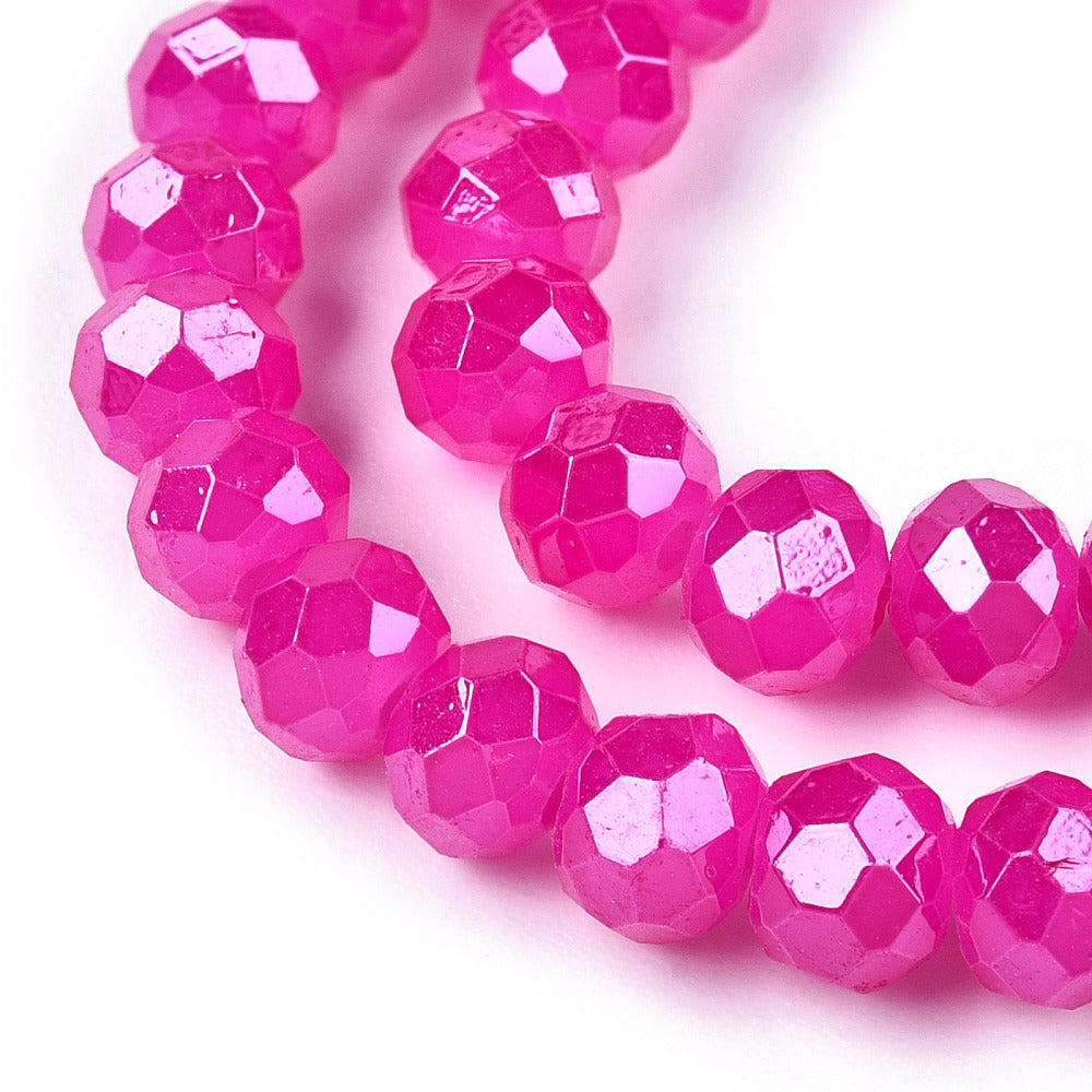 Glaskralen Rondel Fuchsia 4x3.5mm - ± 54 stuks-Kralen-Kraaltjes van Renate