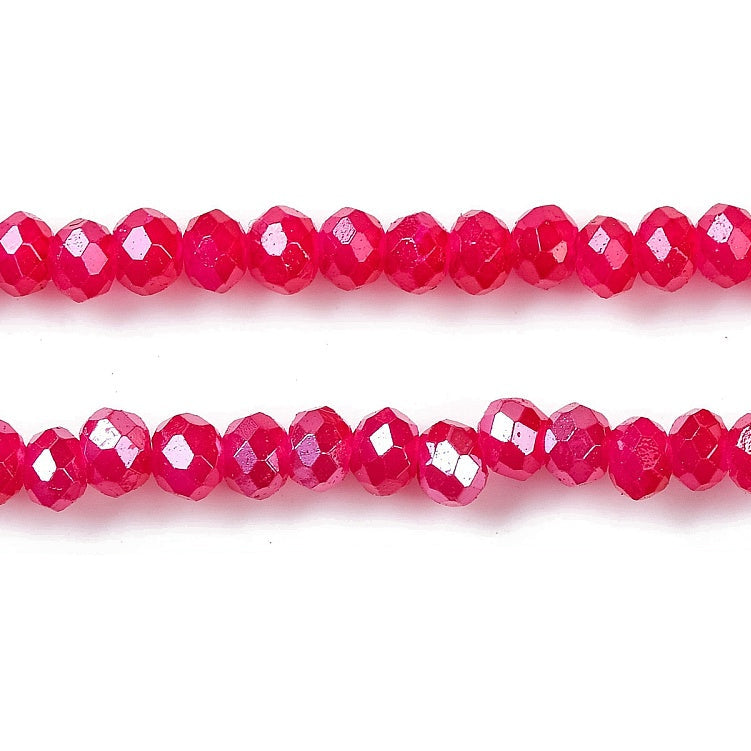 Glaskralen Rondel Fuchsia 4x3mm - ± 54 stuks-Kralen-Kraaltjes van Renate