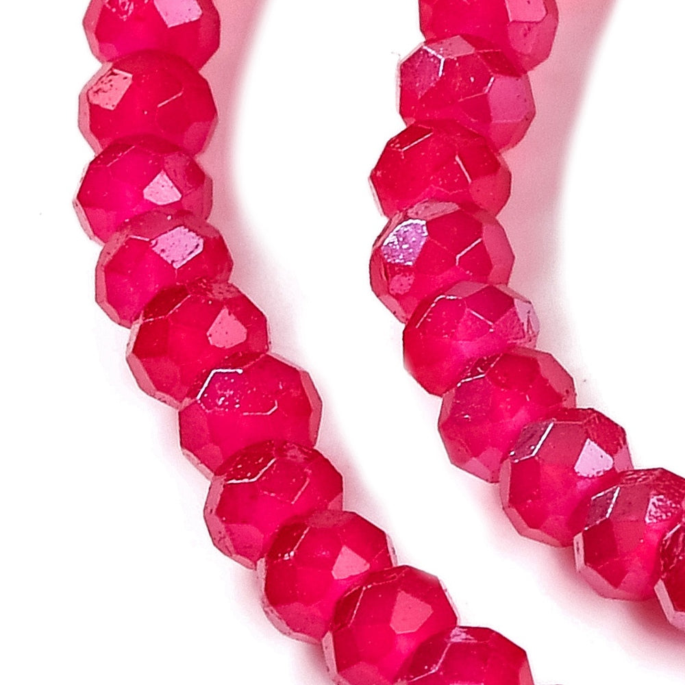Glaskralen Rondel Fuchsia 4x3mm - ± 54 stuks-Kralen-Kraaltjes van Renate