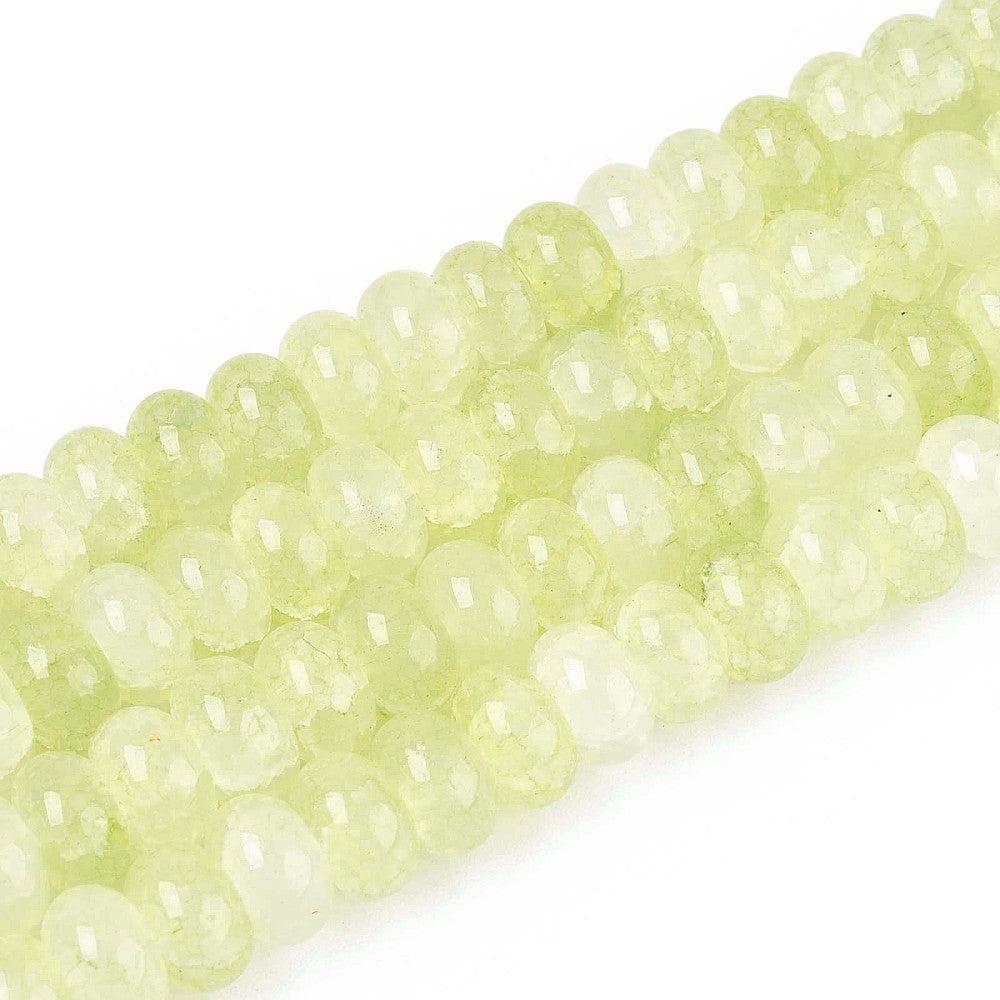 Glaskralen Rondel Geelgroen 8mmx4.5mm - ±25 stuks-Kralen-Kraaltjes van Renate