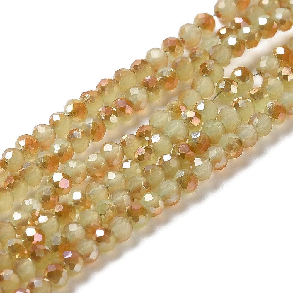 Glaskralen Rondel Kaki 3.3x2.5mm - per streng (± 160 stuks)