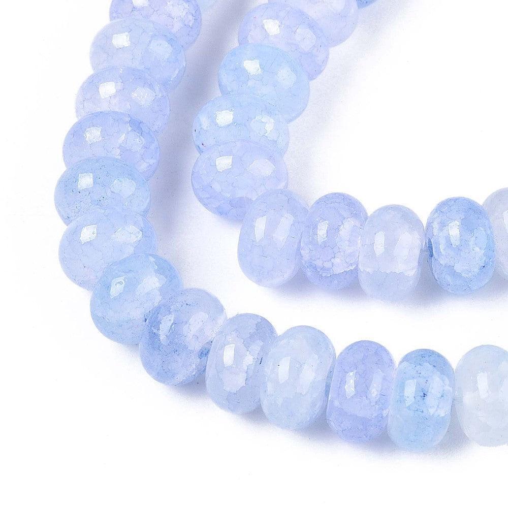 Glaskralen Rondel Lavendel Blauw 8x5mm - ±25 stuks-Kralen-Kraaltjes van Renate