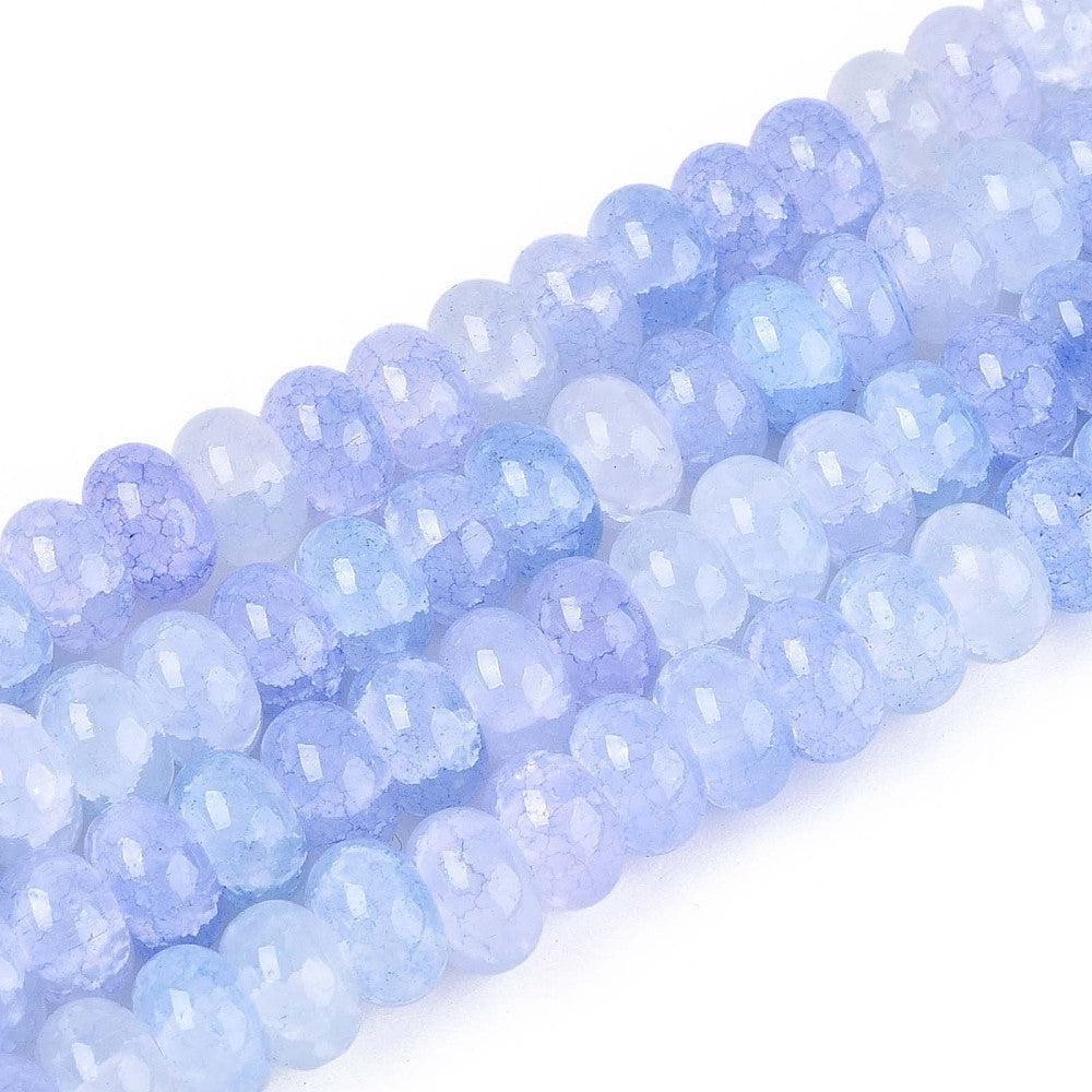 Glaskralen Rondel Lavendel Blauw 8x5mm - ±25 stuks-Kralen-Kraaltjes van Renate