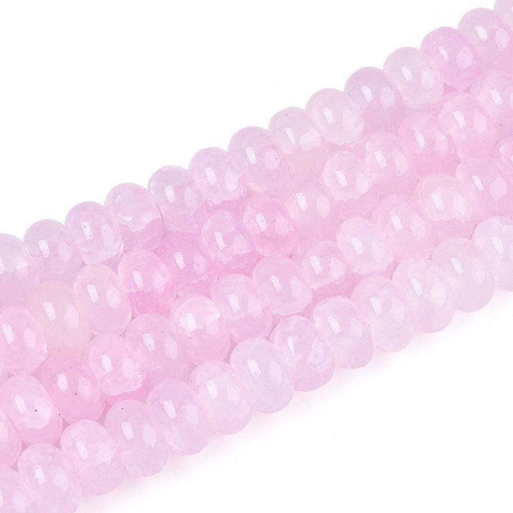 Glaskralen Rondel Lavendelroze 8mmx4.5mm - ±25 stuks-Kralen-Kraaltjes van Renate